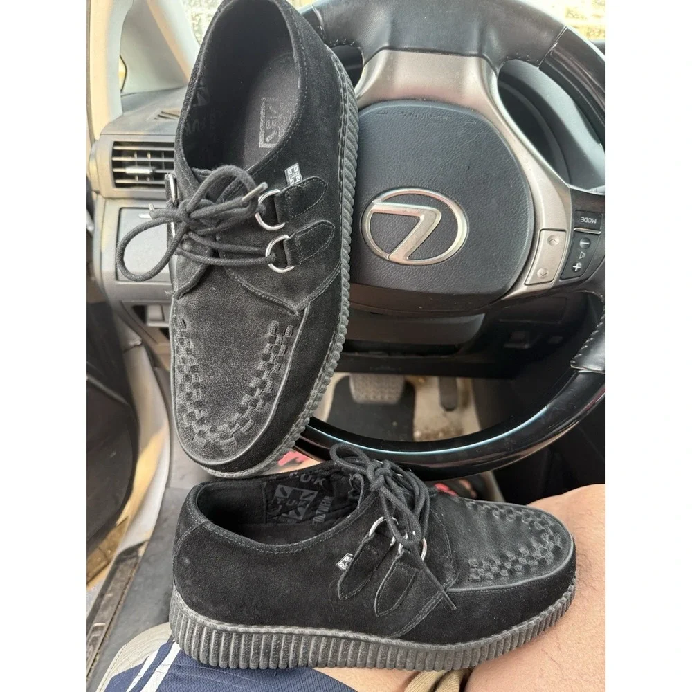 TUK Viva Mondo Black Suede Platform Creepers Emo Grunge Lace Up Shoes M11 W13